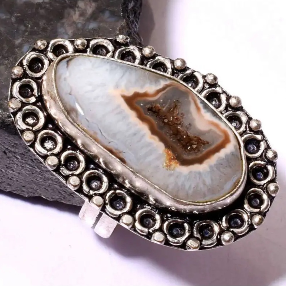 #87 Solar Agate Handcrafted Ring 💍 Size 7.25 NWOT